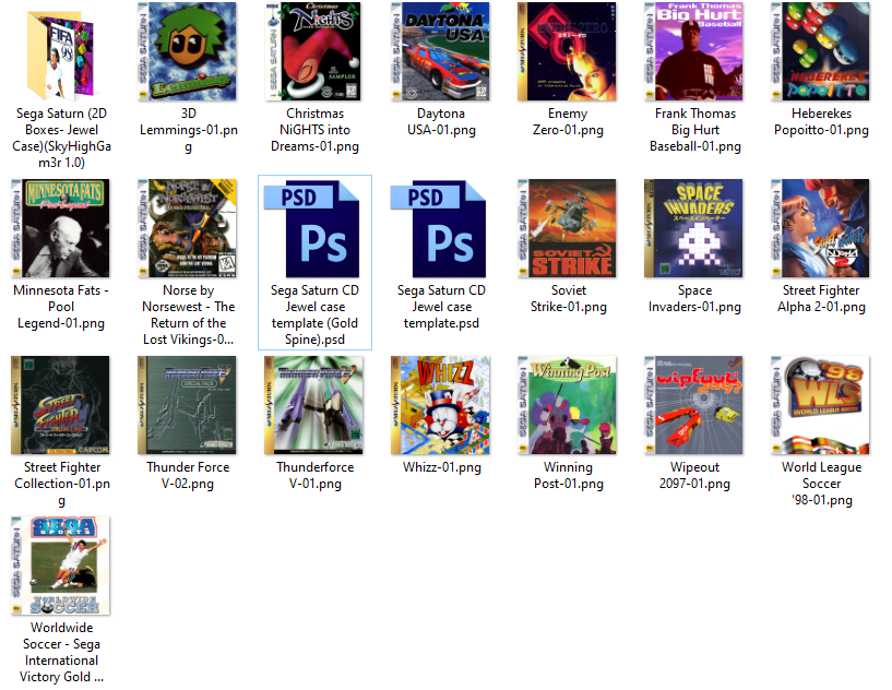 Sega Saturn 2D boxes (CD size Jewel case version)