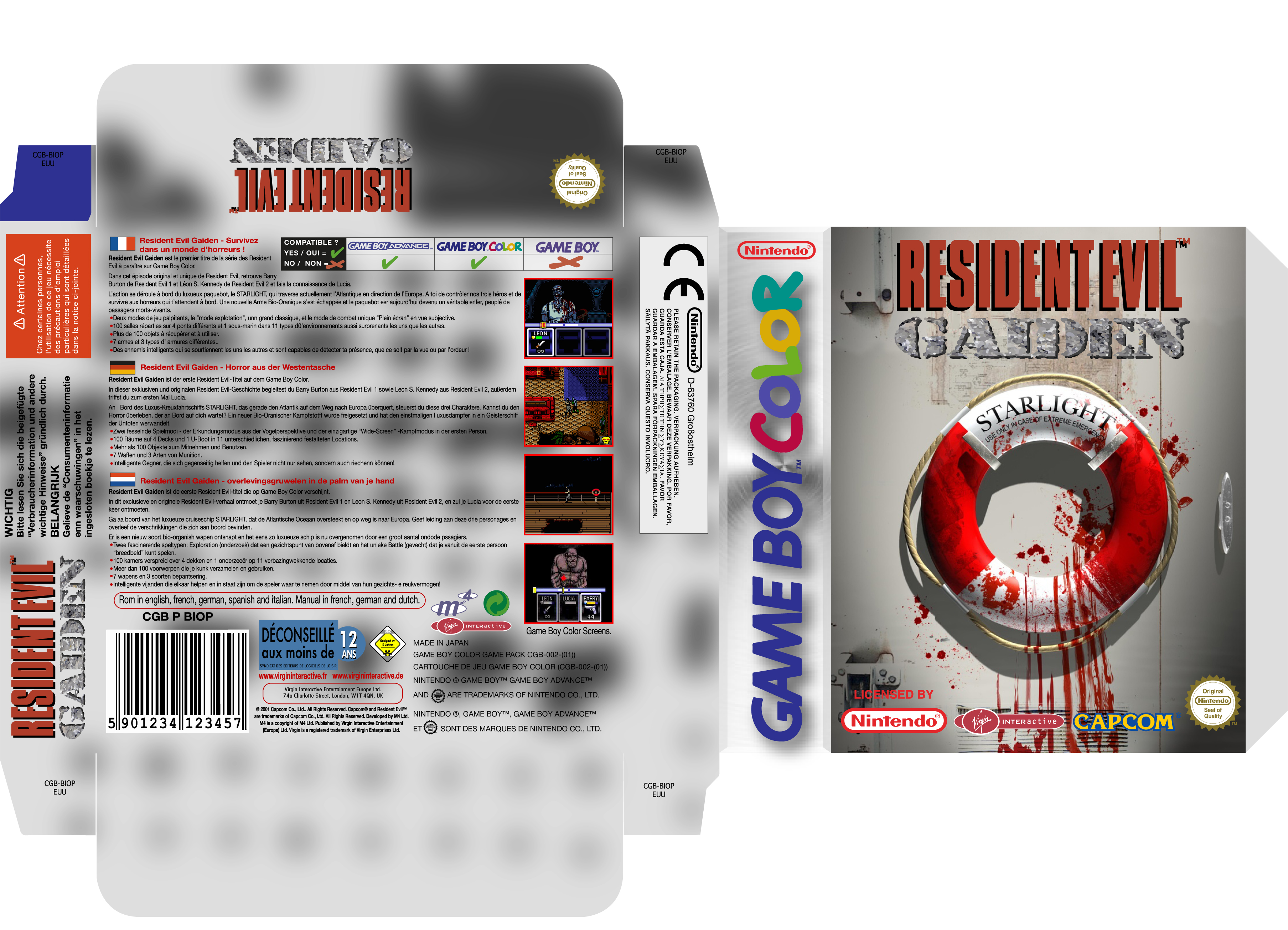 Resident Evil Gaiden Gameboy Color custom box